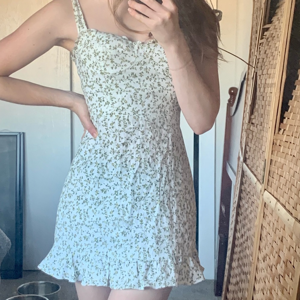 Reformation Desiree Dress - green and white floral